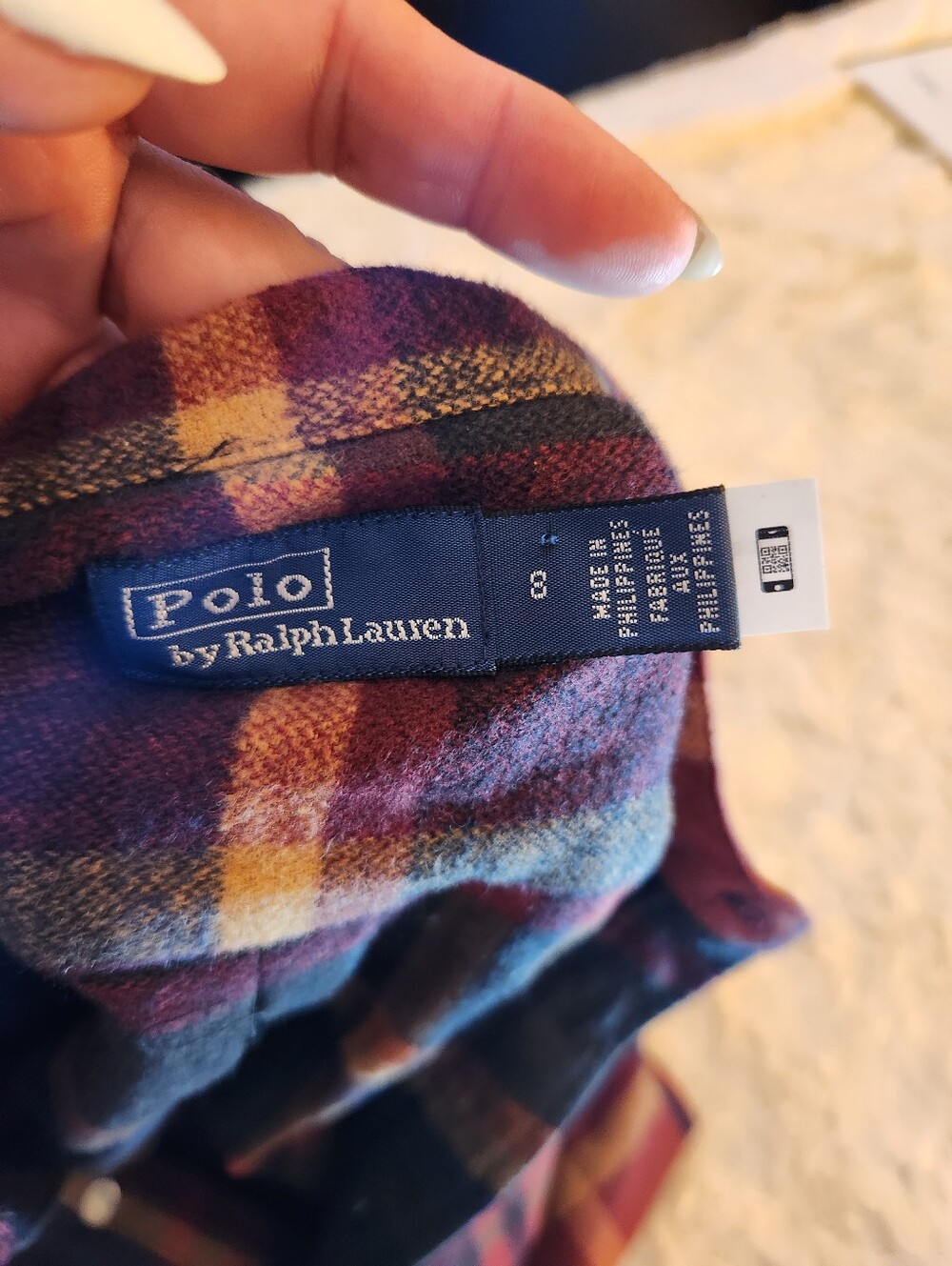 Polo by Ralph Lauren Plaid Flannel Twill Shirt  Dress Size 8 - Picture 4 of 8